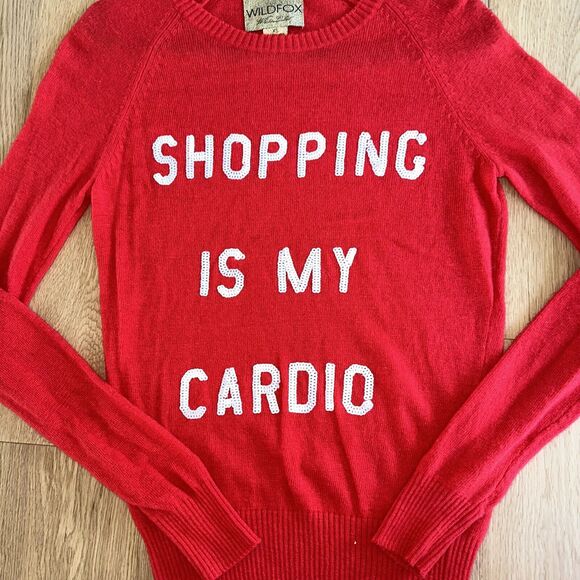 Shopping Is My Cardio Wildfox White Label Women's Size XS Sweater Alpaca Blend - Picture 2 of 5